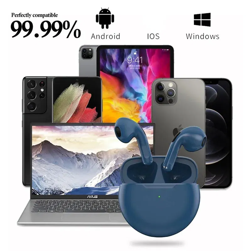 Color: Blue - Original Pro6 TWS Wireless Bluetooth Headset Bluetooth 5.3 Earphones Sport Earbuds Smart Touch Music Headset For All Smartphones