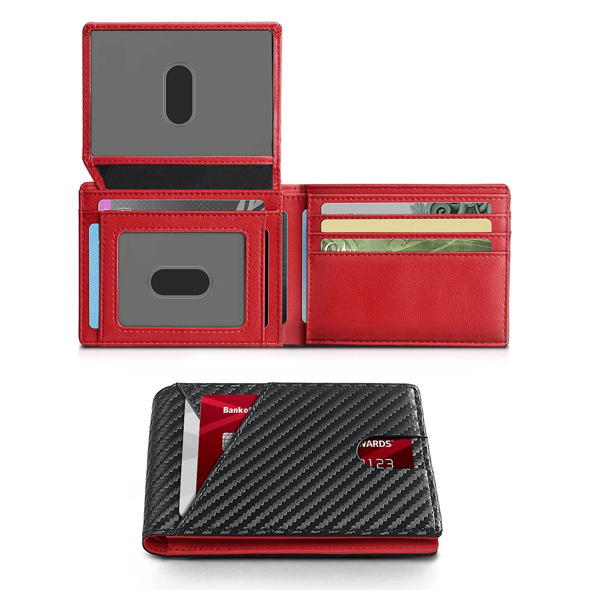 Color: Dark Grey - RFID Carbon Fiber Ultra-thin Trifold Wallet Simple Front Pocket Design Wallet Multi-function Portable 8 Card Slots Men's Wallet
