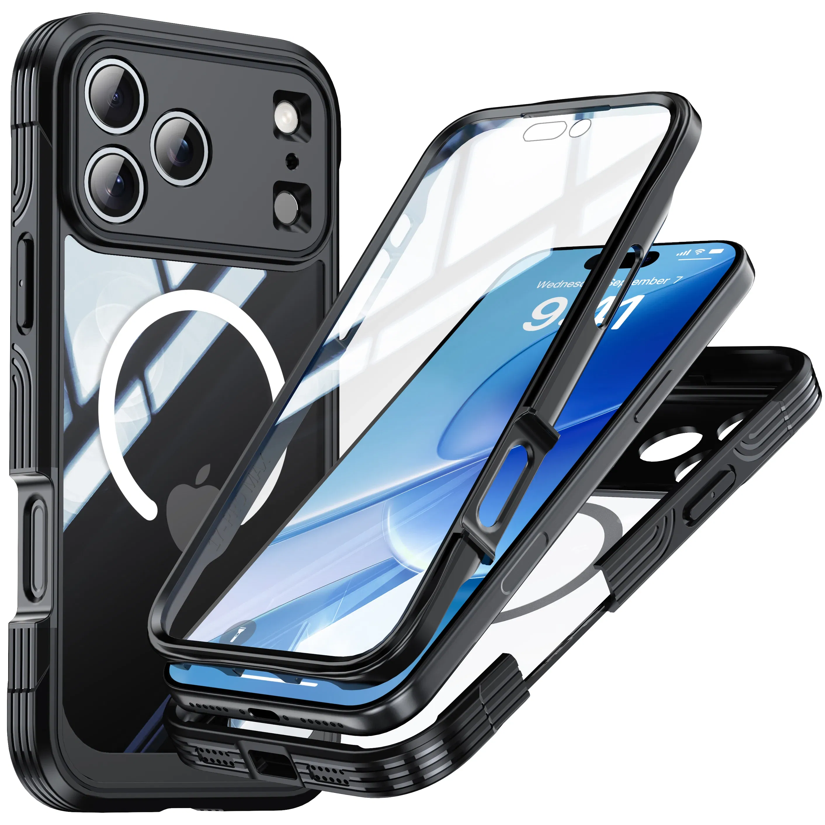 Color: black, Compatibility by Model: iPhone Air - Shellbox-For iPhone17promax/17Air phone case, drop-resistant, ultra-thin transparent magnetic, scratch-resistant and wear-resist