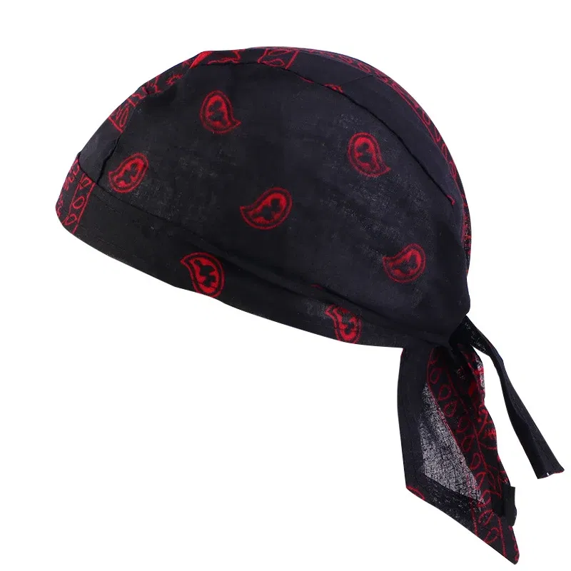 Color: Navy Blue - Cotton Cycling Pirate Bandana Men Women Headwraps Bike Headband Headcloth Sweat Wicking Beanie Hip-hop Turban Head Scarf