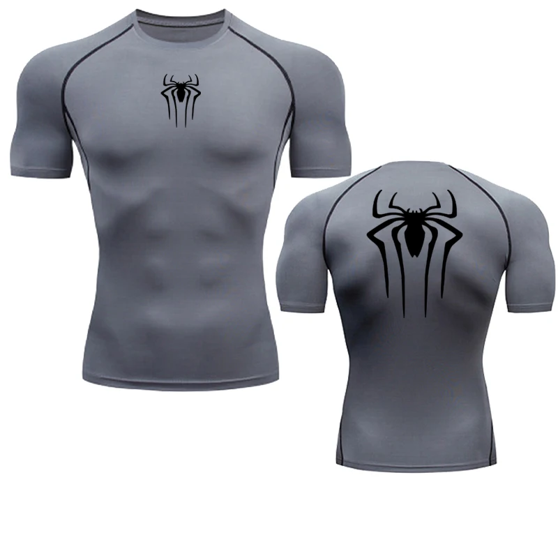 Color: army green, Size: L - Printed Men's Athletic Compression Shirts Athletic Quick Dry Breathable Rash Guard Athletic Tight Workout Tops Summer Men