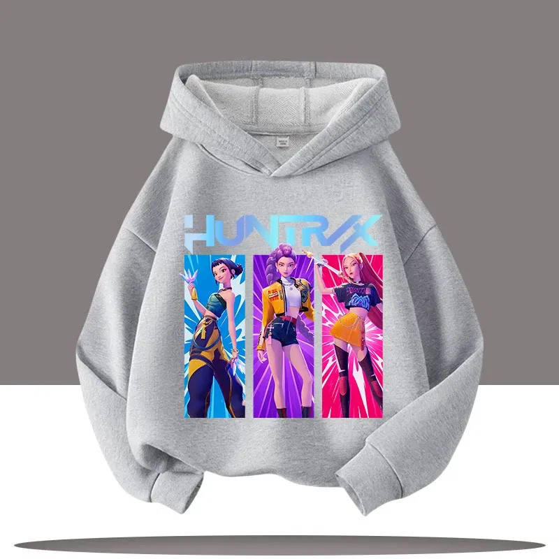 Color: SKY BLUE, Kid Size: 10 - Y2K KPop Demon Hunters Hoodies Teenage Girls Boys Rumi KPop Demon Hunters Hoody Autumn Casual Long Sleeve Children's Clothing