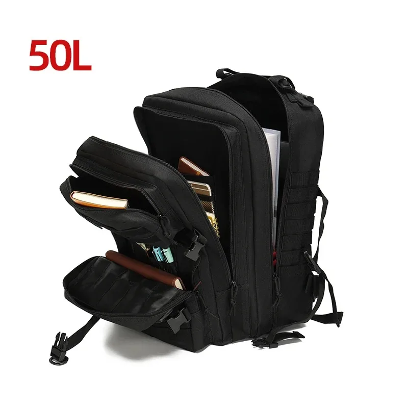 Color: black - 25L/50L Outdoor Sports Fitness Backpack Training Modular Backpack Multifunctional Backpack