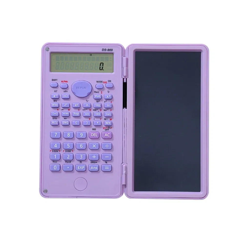 Color: Burgundy - 2 IN 1 Scientific Calculator with LCD Notepad 12 Digits Math Calculator Portable Foldable Handwriting Board School Office