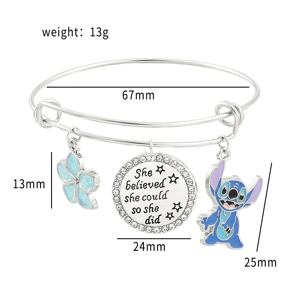 Metal Color: Light Yellow Gold Color, Ships From: CHINA - Disney Stitch Jewelry Cartoon Film Lilo & Stitch Pearl Bracelet for Women Cute Stitch Luxurious Charms Bangle for Girl Gifts