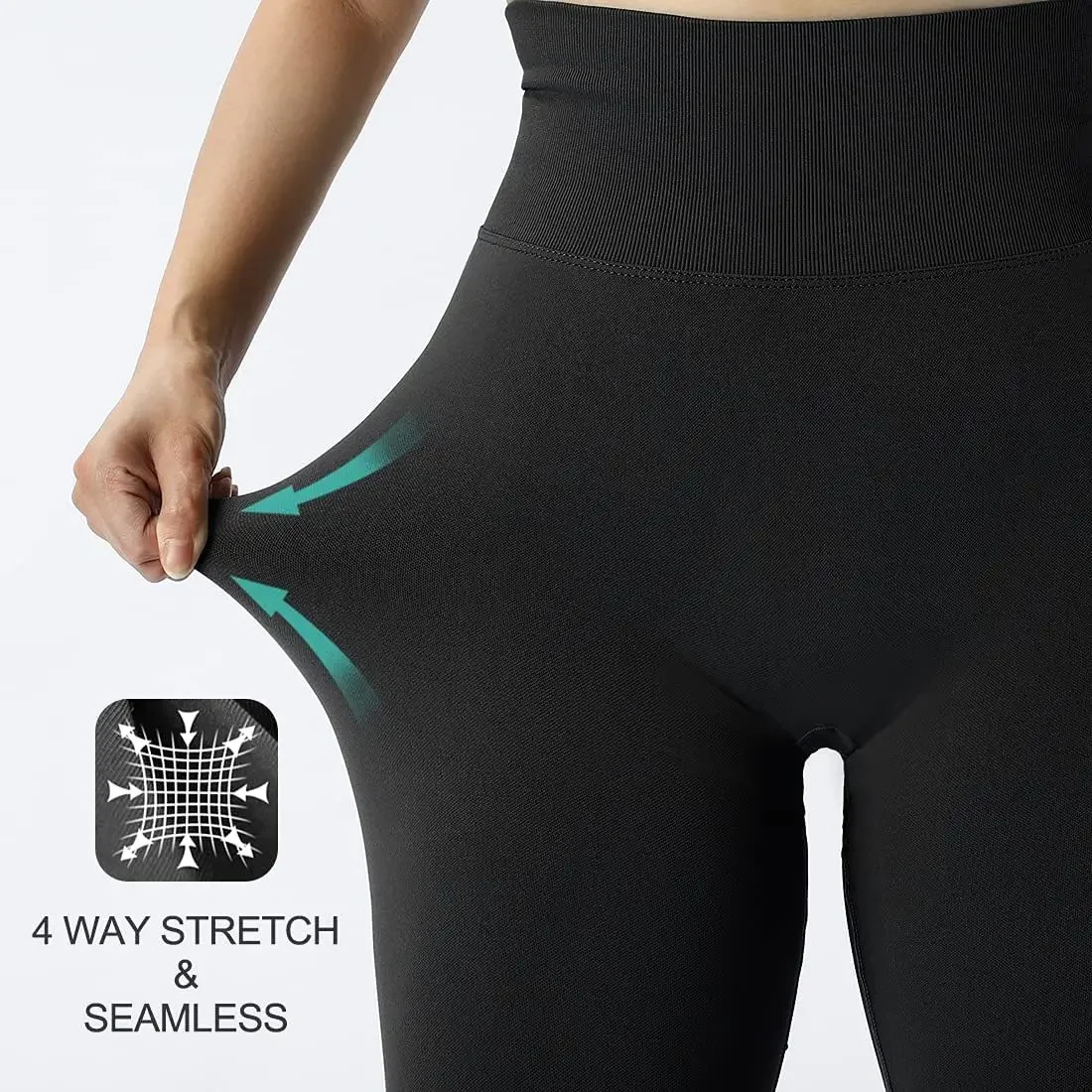 Color: GRAY, Size: L - Knitted Seamless Fitness Leggings GYM Pants Women High Waist Push Up Leggings  Tight Peach Buttocks Yoga Pants