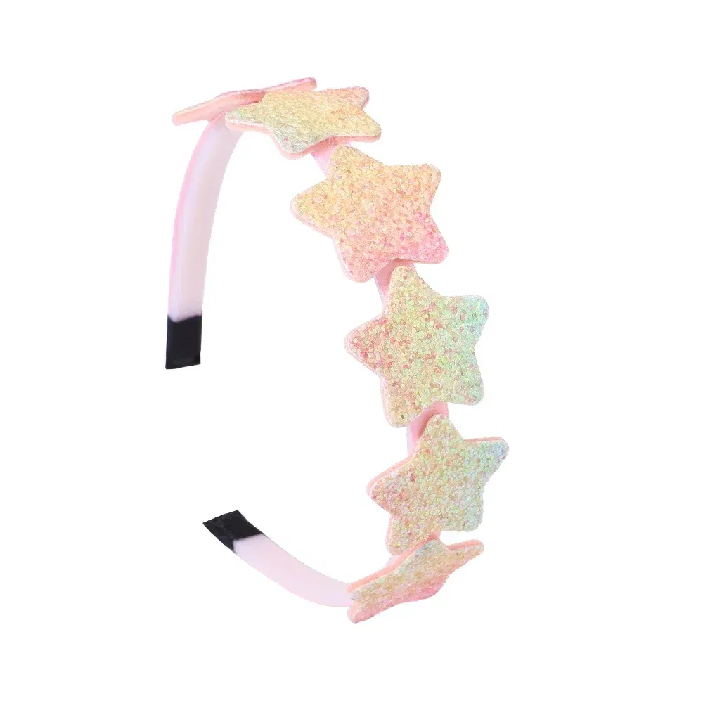 Color: GRAY - 1pcs Fashion Glitter Kids Hair Band Lovely Bow Stars for Headband Girls Cute Colors Hair Tiaras Hairbands Hair Accessories Gifts