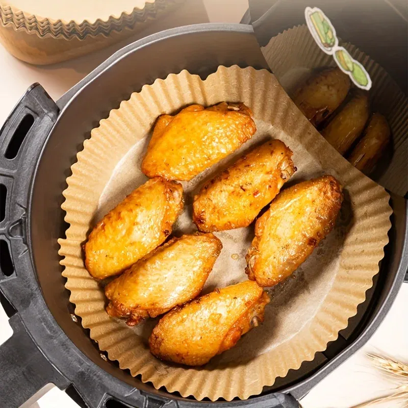 Color: Clear - Air Fryer Paper Liners Disposable Oil-Proof Waterproof Baking Paper Round Square And Rectangle Parchment Kitchen Party Supplies