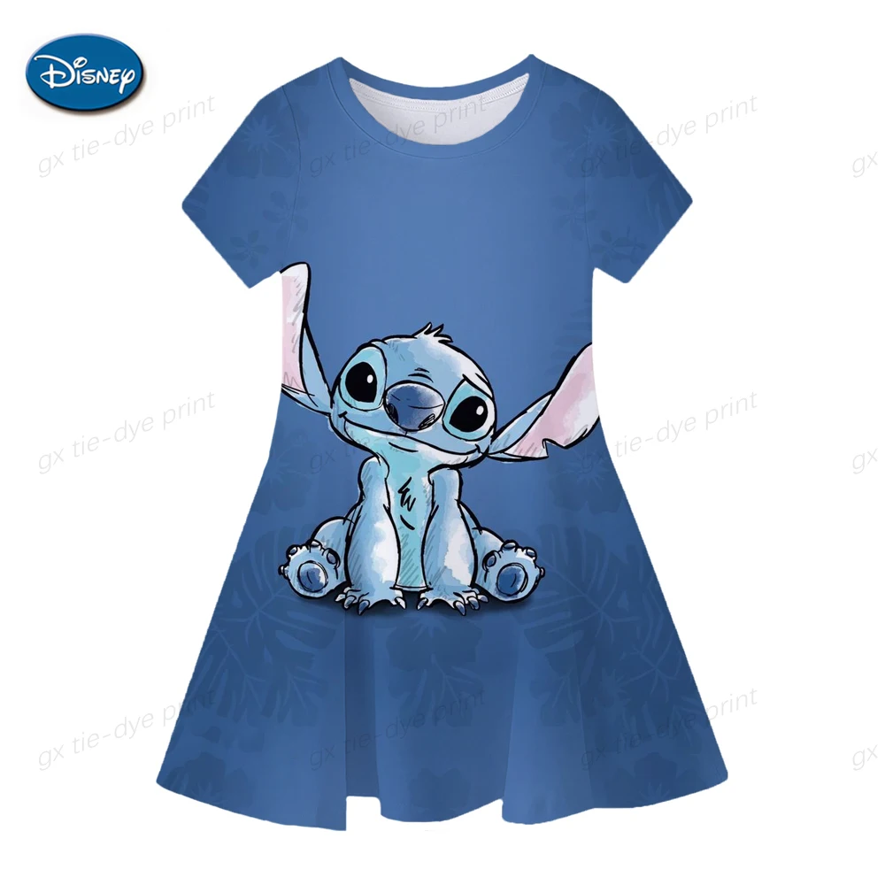 Color: Blue, Ships From: CHINA, Kid Size: 7 - Fashion Baby Girls Stitch Dress Summer Dress Cartoon Stitch Dress Princess Stitch Dress Children's Girl Clothing 0-14 Years