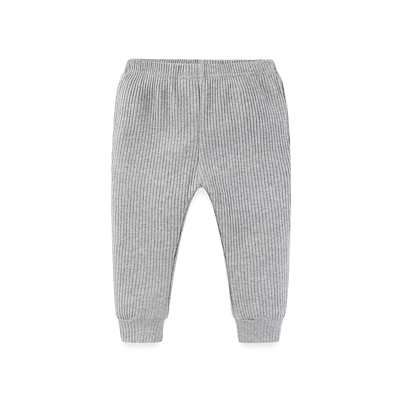 Color: GRAY, Kid Size: 6M - Kiddiezoom 1 Pcs/Lot Fashion Unisex Solid Baby Boy Girl Pants 0-24Months Cotton Ribbed Soft Newborn Leggings