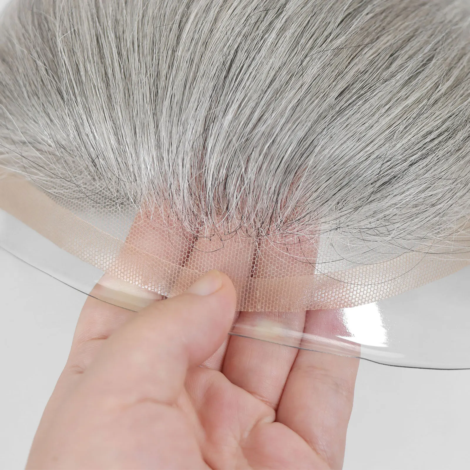 Grey Breathable Lace Front Male Wig Human Hair Piece Natural Hairline Lace&Mono&PU Men Toupee Men's Replacement Prosthesis