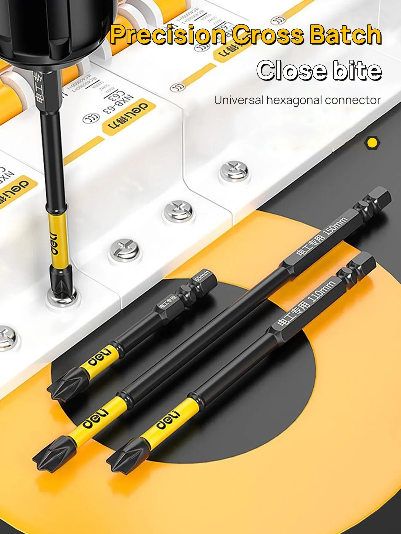 Color: green - Non-slip Cross Screwdriver Set Magnetic Batch Head Magnetic Batch Head Impact Screw Driver Bit 65/110/150mm
