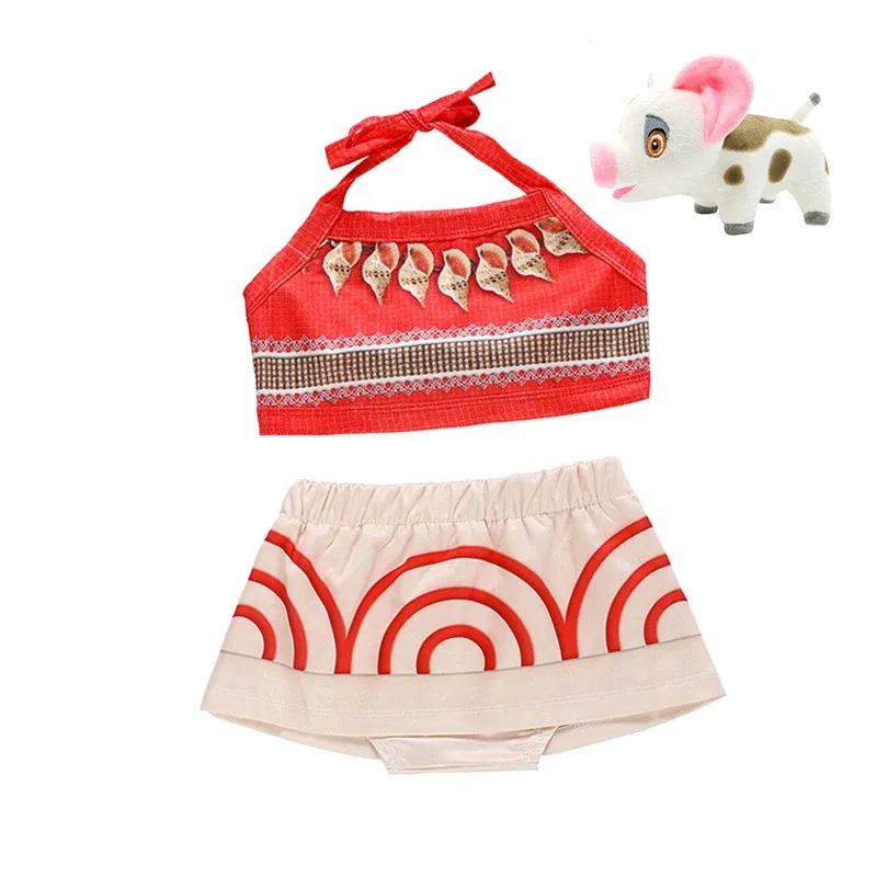 Color: Orange, Kid Size: 2T - Little Girls Dress up Moana Baby Kids Two Pieces Set Top +Pants Infant Vaiana Role Play Festival Princess Costume Casual Clothes