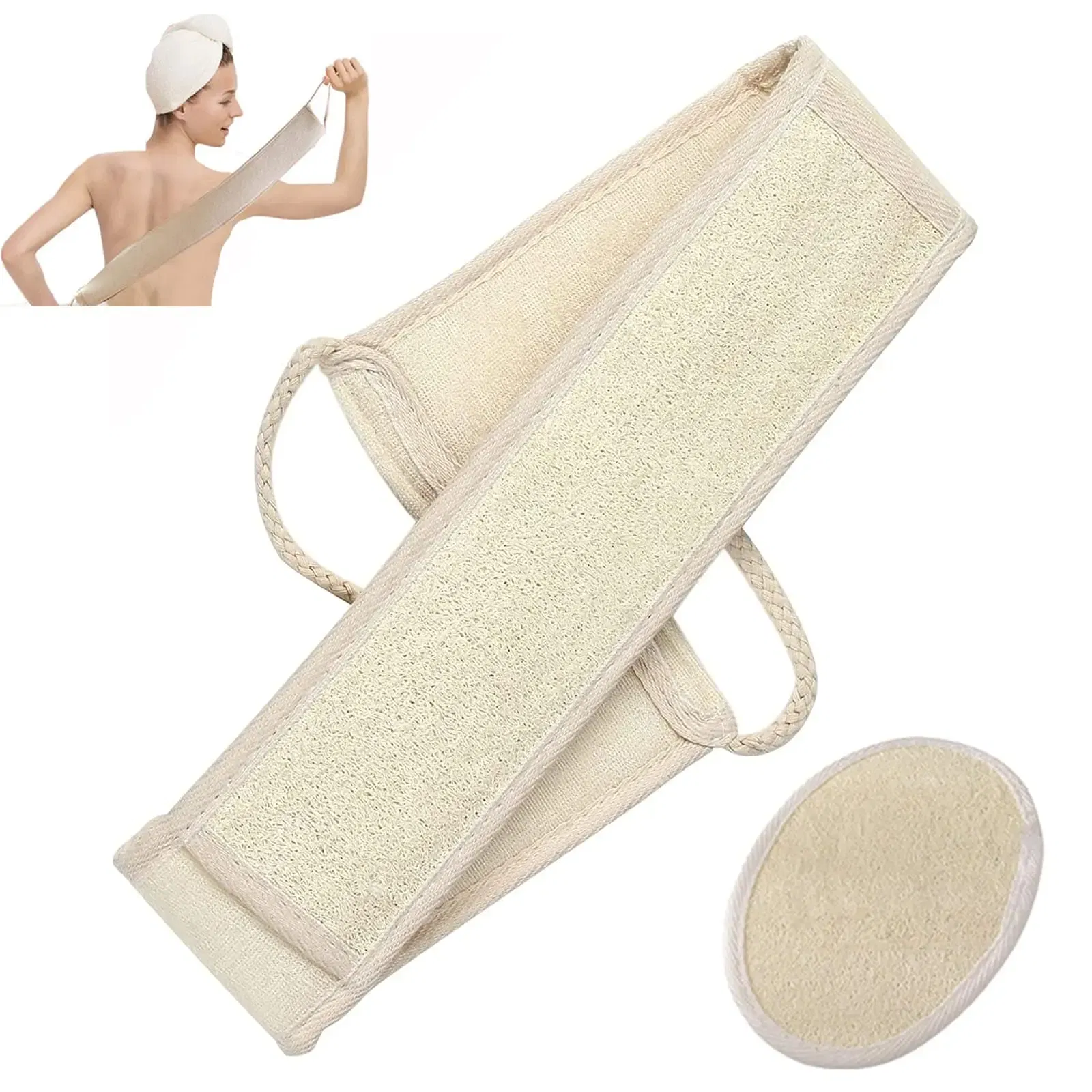 Color: green - Bath Sponge Natural Exfoliating Loofah Sponge Scrubber Body Backwash Belt Back Exfoliator Strap Bath Accessories