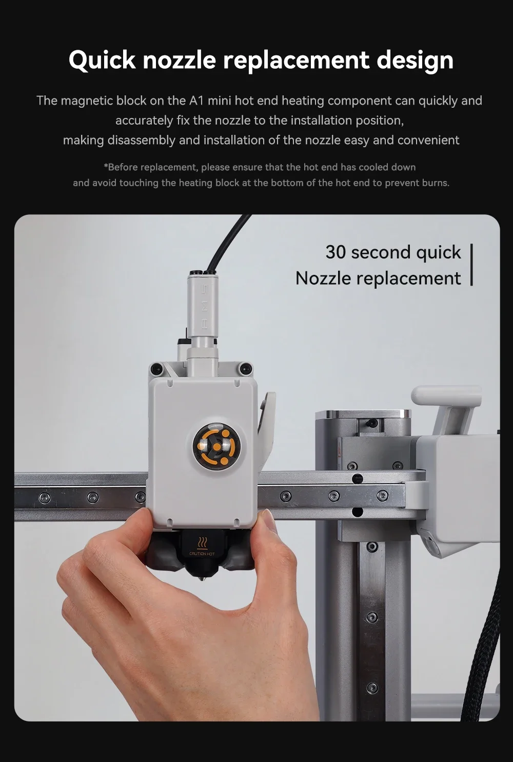 Color: Blue - Hardened Steel Nozzle For Bambu Lab A1 mini Hotend Kit 0.4/0.6/0.8mm Fast Speed Bambulab A1 Hot End Assembly 3D printer part