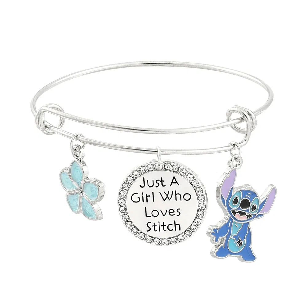 Metal Color: Vermeil, Ships From: CHINA - Disney Stitch Jewelry Cartoon Film Lilo & Stitch Pearl Bracelet for Women Cute Stitch Luxurious Charms Bangle for Girl Gifts