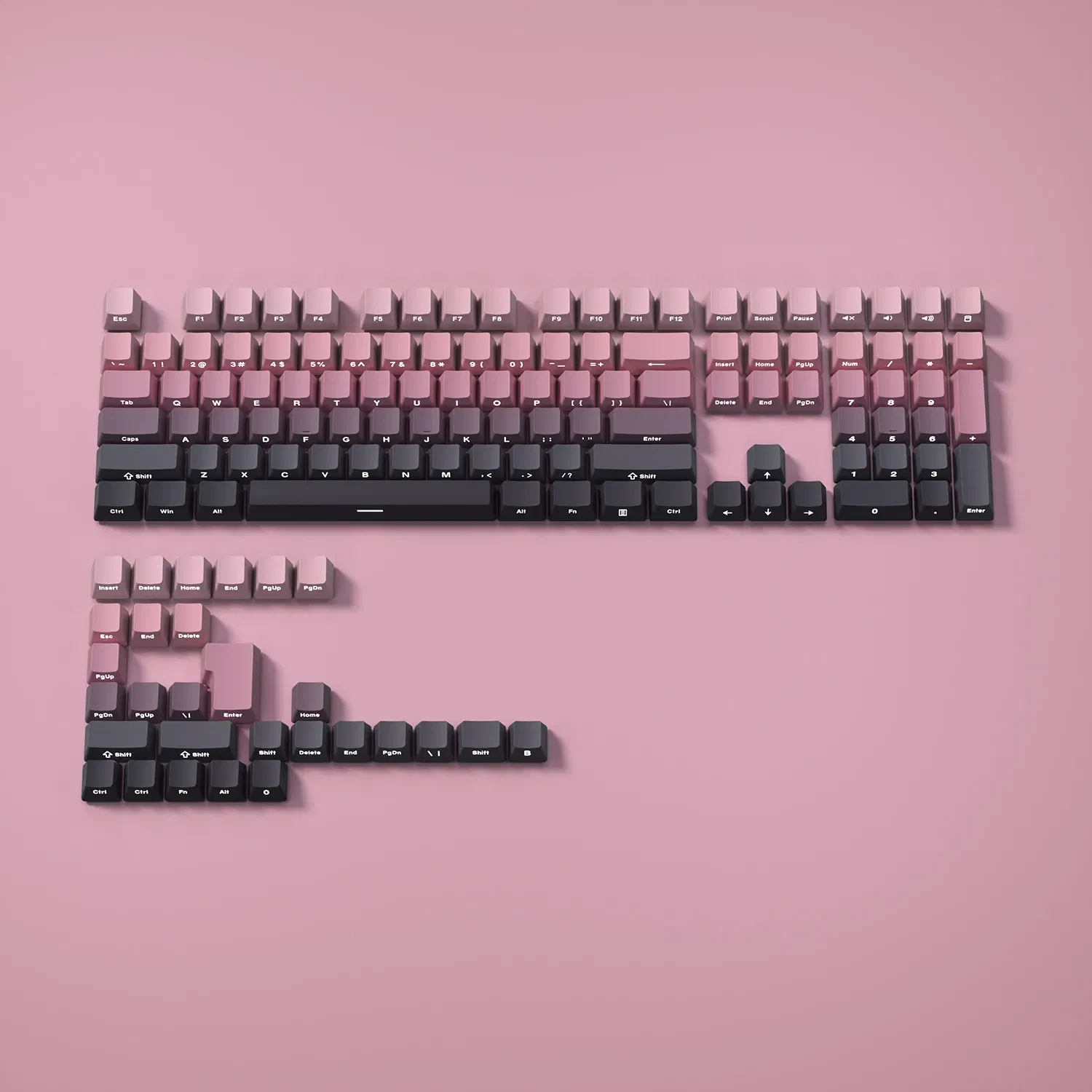 Color: LIGHT GRAY - Gradient Keycaps Side Printed Shine Through PBT Double Shot OEM Profile for MX Switches Gaming Keyboard 130+key caps