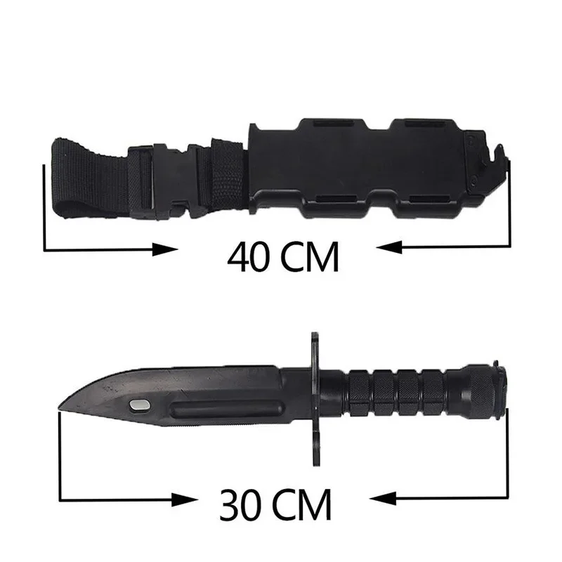 Color: Black - Model Rubber Toy Knife Army Tactical M9 Dagger Fan Collect CS Game Military Training Outdoor Plastic Bayonet Hunting Accessories
