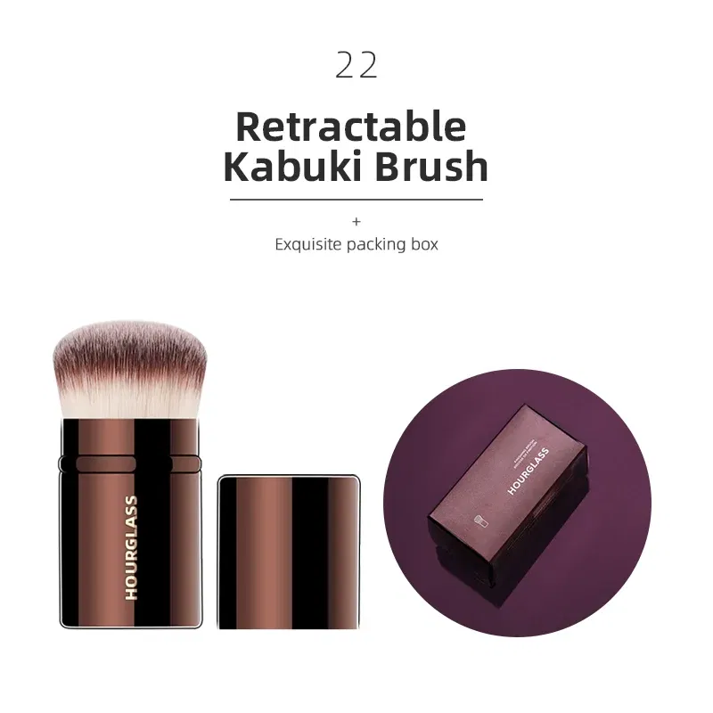 Handle Color: Light Grey - Hourglass Makeup Brushes Powder Foundation Concealer Blusher Bronzer Eye Shadow Eyebrow Eyeliner Sculpting Brush