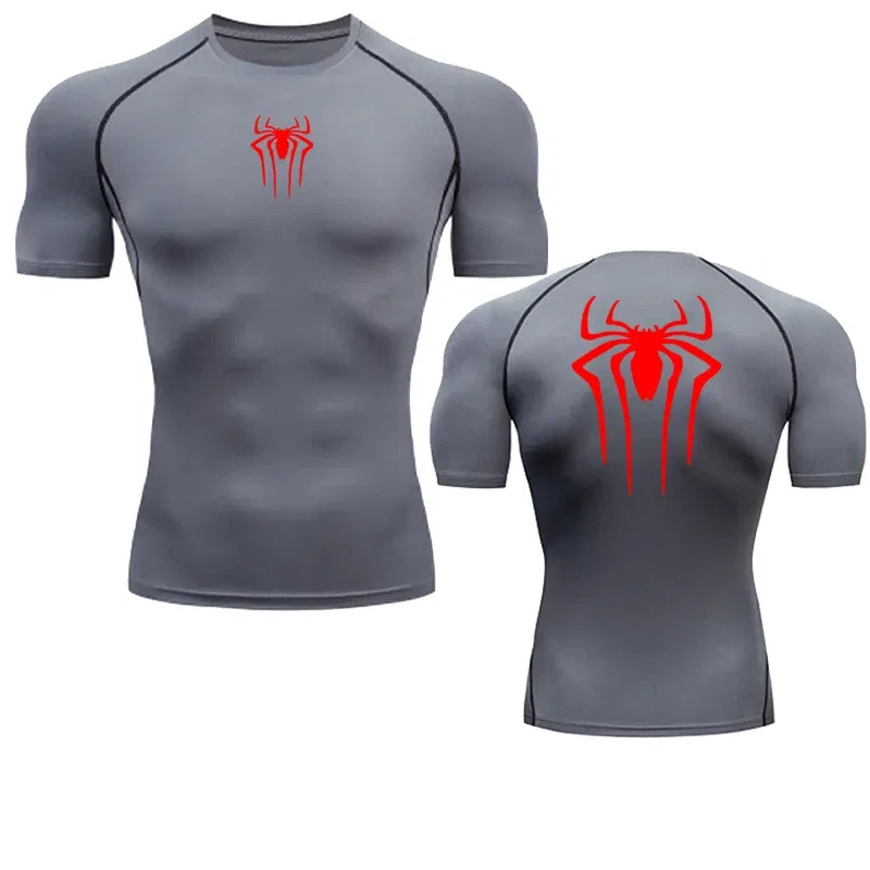 Color: Dark Grey, Size: M - Printed Men's Athletic Compression Shirts Athletic Quick Dry Breathable Rash Guard Athletic Tight Workout Tops Summer Men