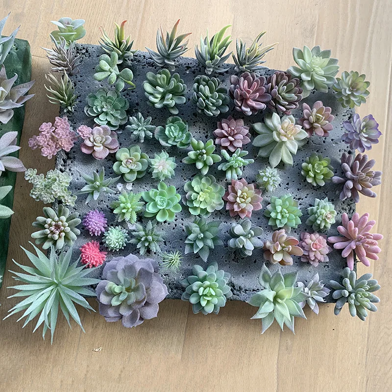 Artificial Succulents Fake Faux Flowers Mini PVC Simulated Floral Plants Craft DIY Accessories Home Office Decor
