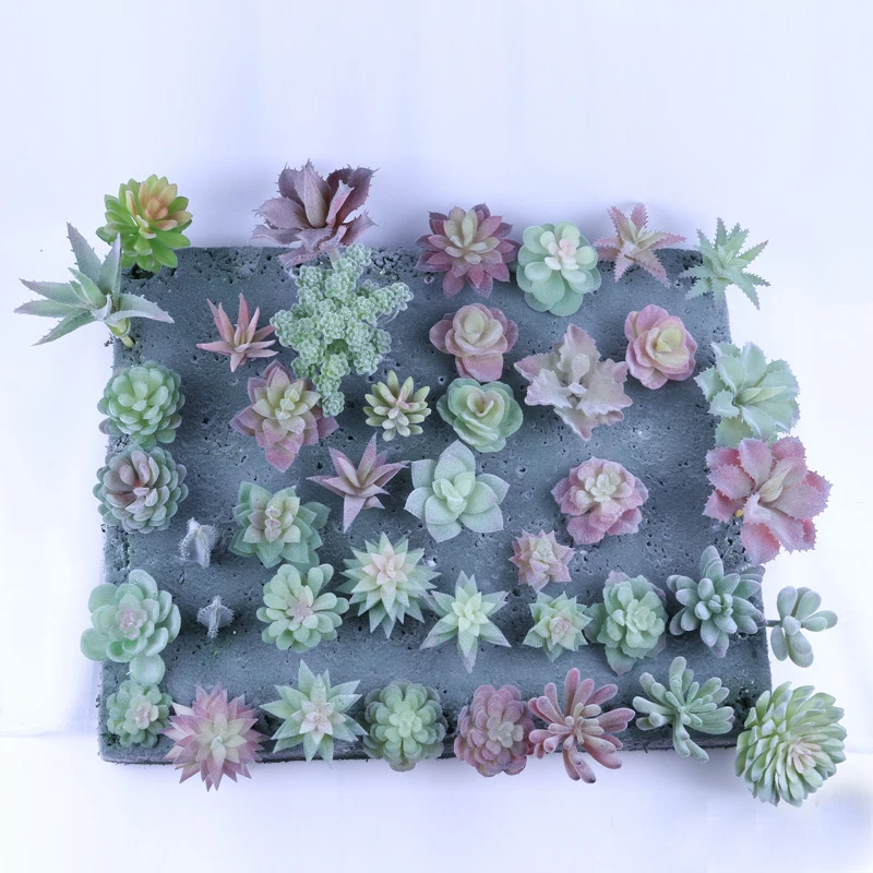 Artificial Succulents Fake Faux Flowers Mini PVC Simulated Floral Plants Craft DIY Accessories Home Office Decor