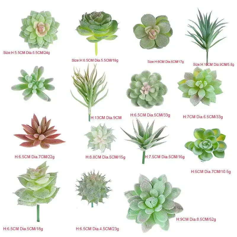 Artificial Succulents Fake Faux Flowers Mini PVC Simulated Floral Plants Craft DIY Accessories Home Office Decor