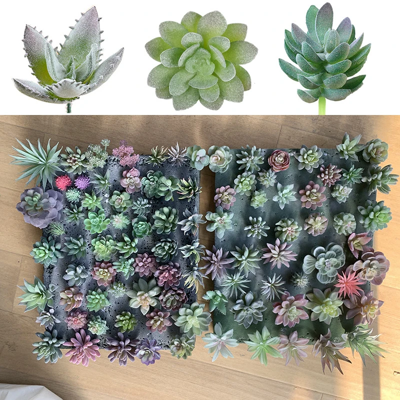 Artificial Succulents Fake Faux Flowers Mini PVC Simulated Floral Plants Craft DIY Accessories Home Office Decor