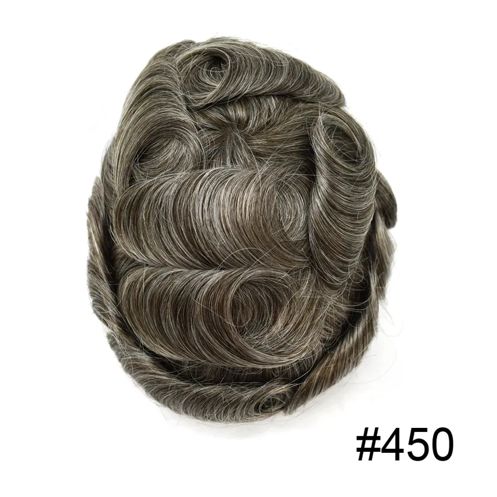 Men Toupee Hair Systems Ultra Thin Skin 0.06MM V-LOOP Capillary Prosthesis Invisible Hairline Real Human HairPieces Hair Units