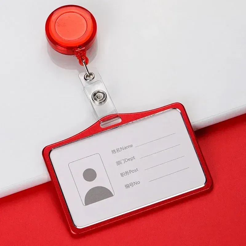 Color: Yellow - Aluminum Alloy Card Cover Case Women Men Work Name Bank ID Card Holders Business Badge Case Credit Card Badge Case Bag Pouch