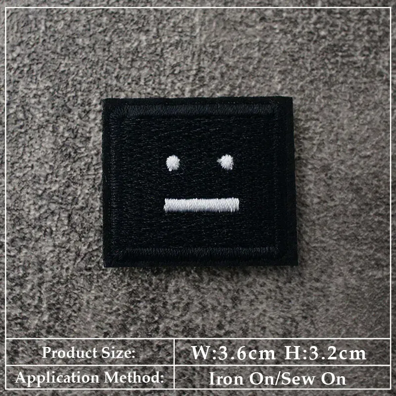 Color: green - Square Expression Embroidered Applique Patches Fabric Garment Apparel Clothing Accessories Embroidery Badges Pink Black White