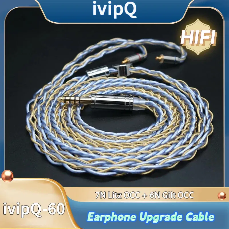 Color: BROWN - ivipQ 8-Core Earbud Wire 7N Litz OCC and 6N Gilt OCC Mixed Cable 2.5mm/3.5mm/4.4mm/MMCX/2PIN/0.78mm Earphone Upgrade Line