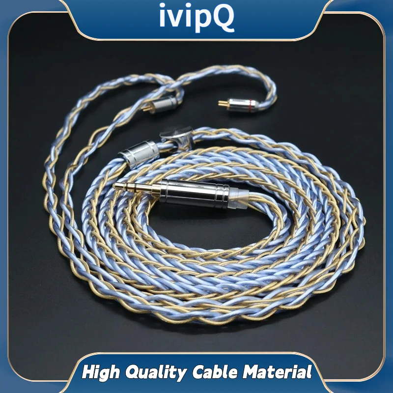 Color: BROWN - ivipQ 8-Core Earbud Wire 7N Litz OCC and 6N Gilt OCC Mixed Cable 2.5mm/3.5mm/4.4mm/MMCX/2PIN/0.78mm Earphone Upgrade Line