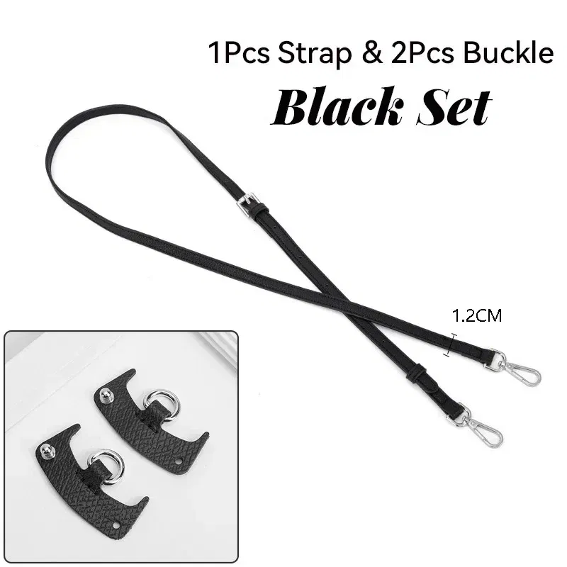 Color: WHITE - 1 Set Bag Strap For Longchamp Mini Punch-free Genuine Leather Shoulder Strap Set Transformation Crossbody Strap Bag Accessories
