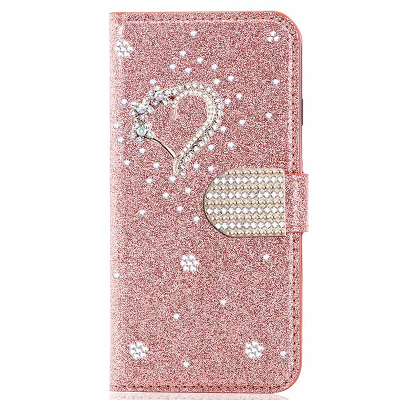 Color: Rose, Material: PE - Glitter Wallet Leather Case For Samsung Galaxy S25 FE S24 Ultra S23 Plus S22 S21 A35 A36 A56 A55 A13 A14 A15 A16 A26 A34 A33 A54