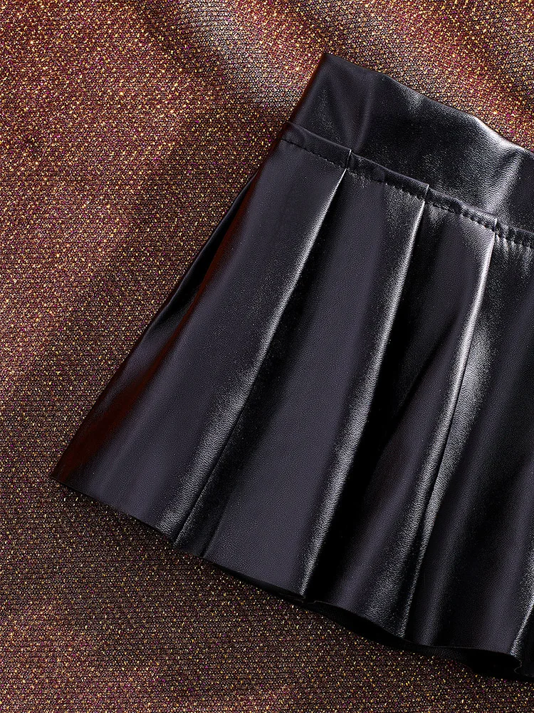 Color: black, Size: S, Ships From: CHINA - Sexy PU Leather Pleated Skirt Women Solid Basic Mini Skirt Low Waist Skirt Female Nightwear Micro Bikini Skirts Nightclub Skirts