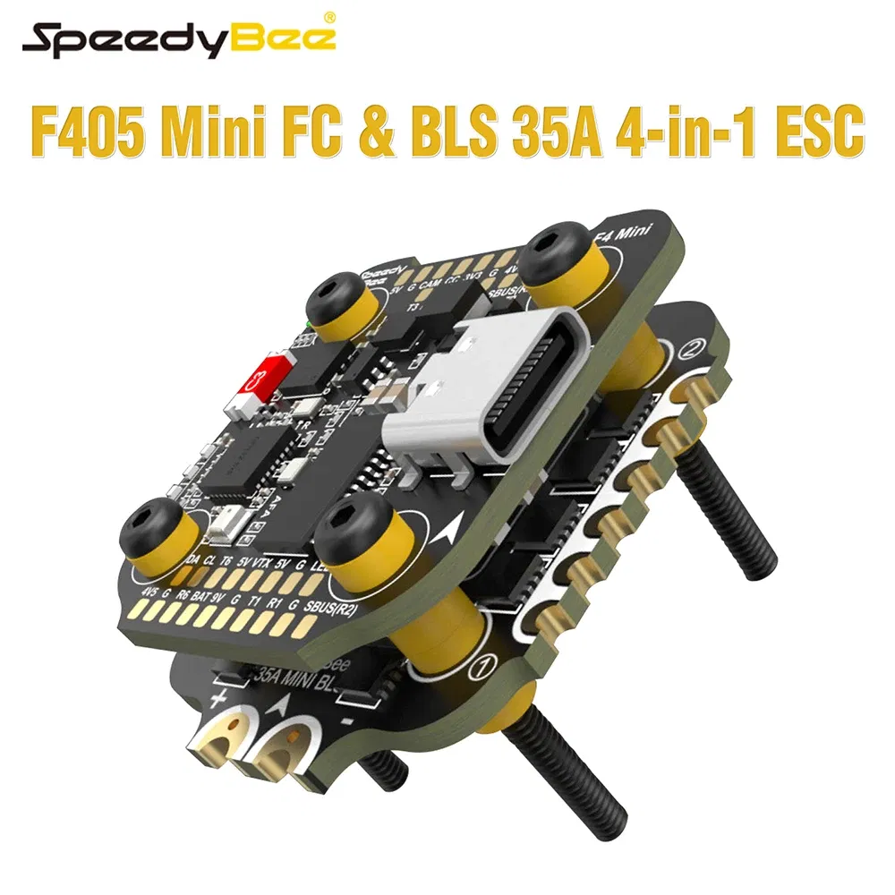 Color: Yellow - SpeedyBee F405 Mini Stack Flight Controller FC BLS 35A V2 3-6S 20x20 4-in-1 ESC Dual BECs for RC FPV Racing Drone