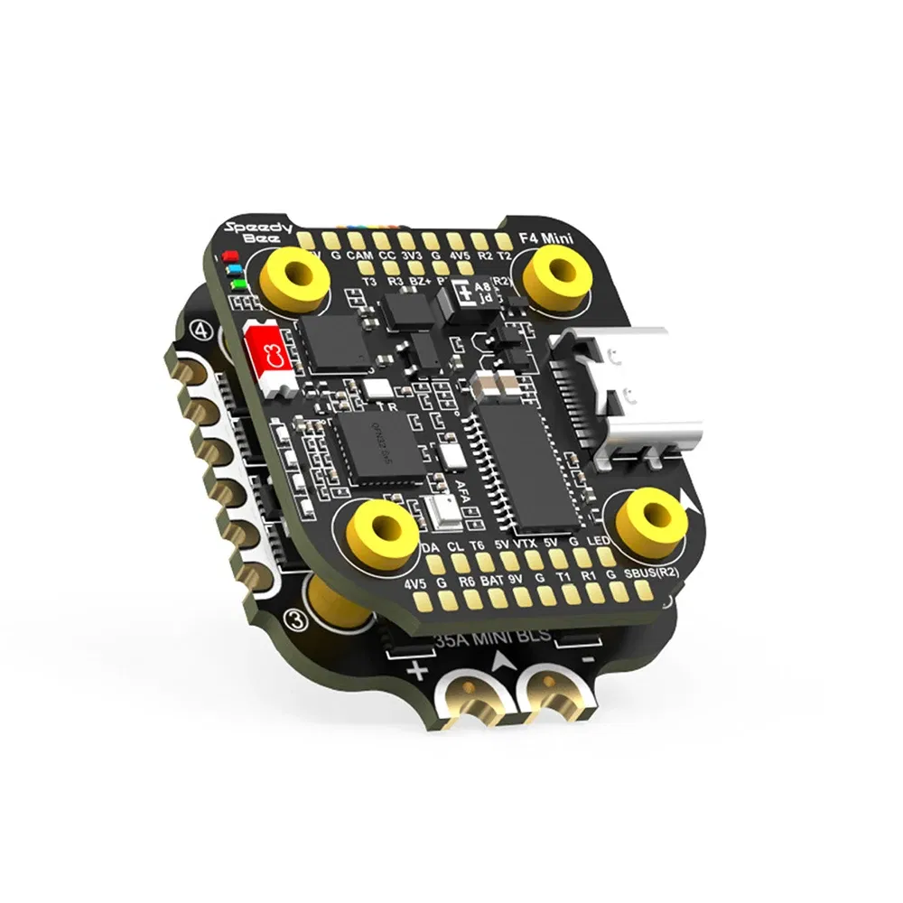 Color: Yellow - SpeedyBee F405 Mini Stack Flight Controller FC BLS 35A V2 3-6S 20x20 4-in-1 ESC Dual BECs for RC FPV Racing Drone