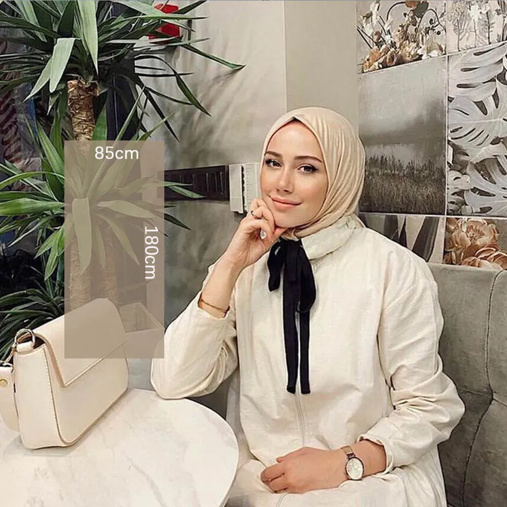 Color: WHITE - 180X85cm Muslim Women Jersey Hijab Scarf Cotton Stretchy Premium Jersey HIjabs Soft Material Big Large Size Jersey Scarves