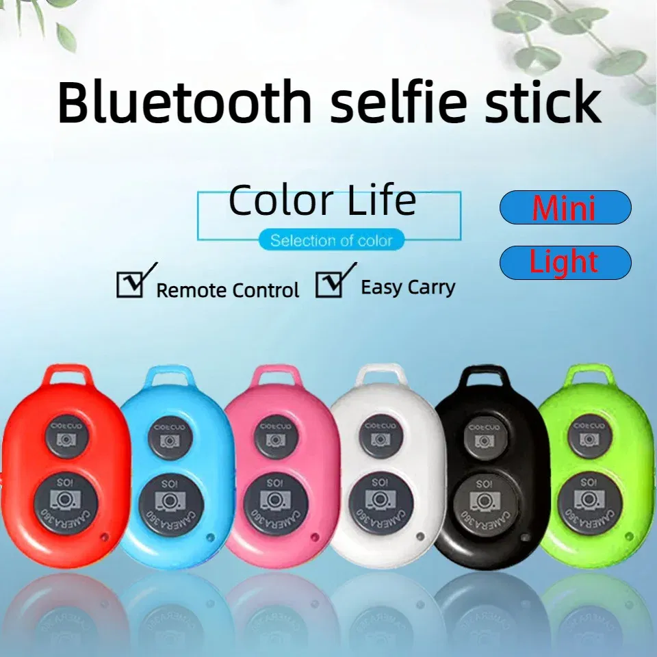 Color: green - Smartphone Bluetooth Shutter Release Wireless Remote Control Mobile Phone for iPhone 15 14 Huawei Samsung Xiaomi HTC Vivo Selfie