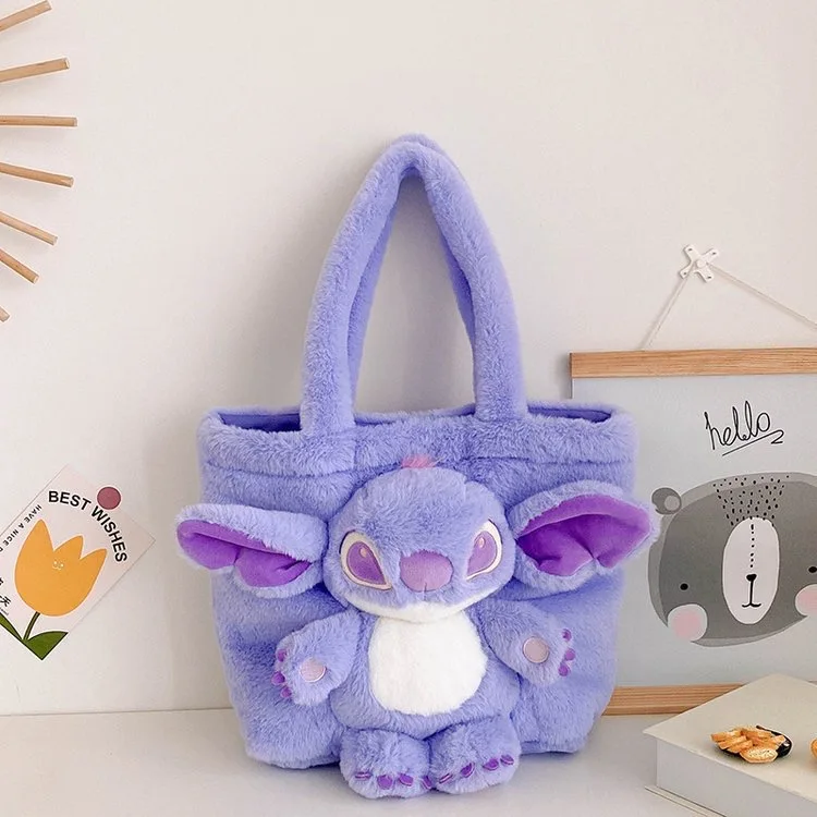 Color: Red - Disney Anime Lilo & Stitch Toy Kawaii Messenger Bag Girl Heart Handbag Stitch Doll Children Cartoon Soft Sweetheart Shoulder Bag