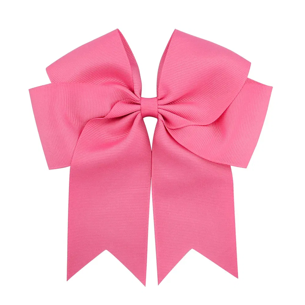 Color: Yellow - 6 Inches Colorful Elegant Hair Bows With Clip Kids Girls Grosgrain Ribbon Hair Clip Hairgrips Headwear Baby Hair Accessories