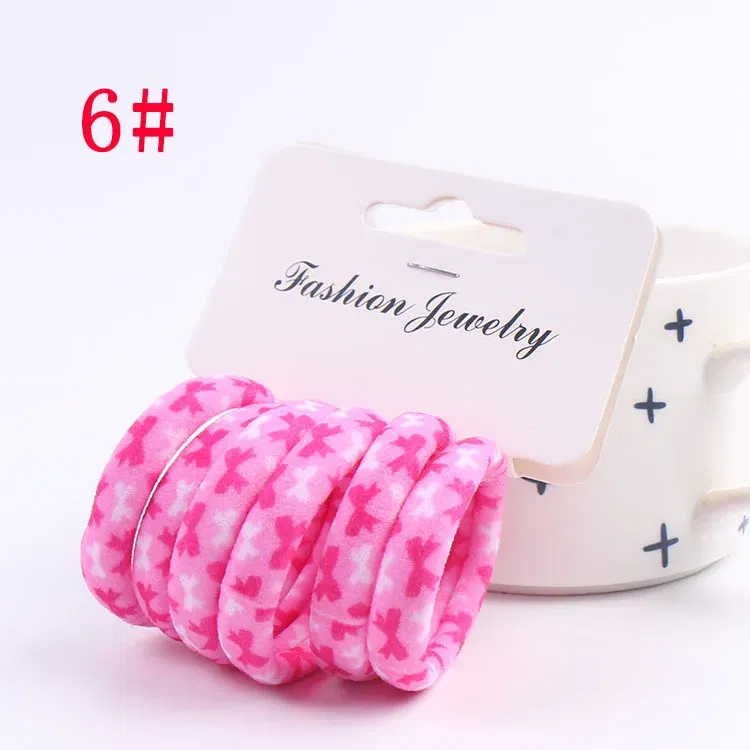 Color: GRAY, Ships From: CHINA - 6PCS/Sett Cute Girls Elastic Hair Bands Scrunchies Ponytail Holder Rubber Bands Hair Ties Sweet Kids Hair Rope Hair Accessories