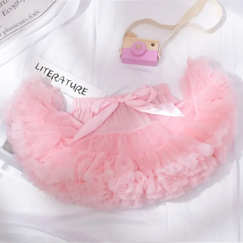 Color: Pink, Kid Size: 4 - Baby Girls Tulle Tutu Skirt Ballerina Pettiskirt Fluffy Children Ballet Skirts For Party Dance Princess Girl Tulle Clothes 1-10Y