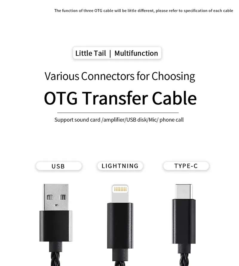 Color: Olive - JCALLY OT4 OTG multi-function adapter cable Light-ning TPYE-C USB interface wire control for UP5 M3X UA2 ATOM LINK2 UA5 BEAM3S