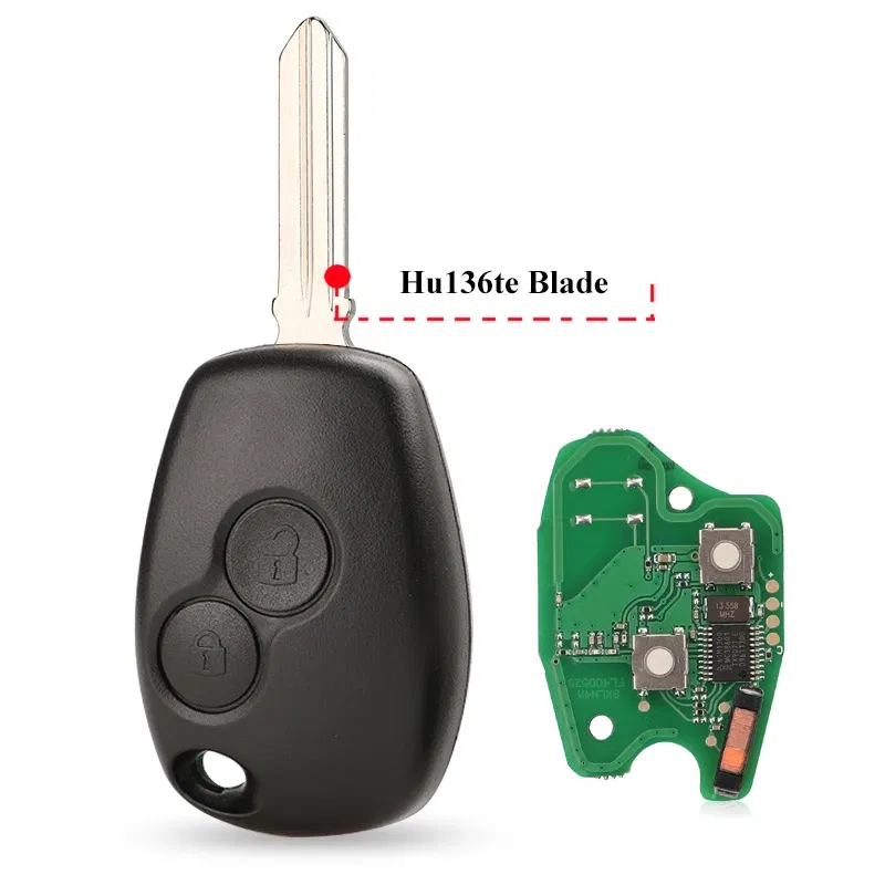 Color: green, Number of Buttons: 4 Buttons - jingyuqin 2BTN Remote Key For Renault Duster Modus Clio 3 Twingo DACIA Logan Sandero Kangoo 433MHz PCF7946 PCF7947 pcf7952E Chip