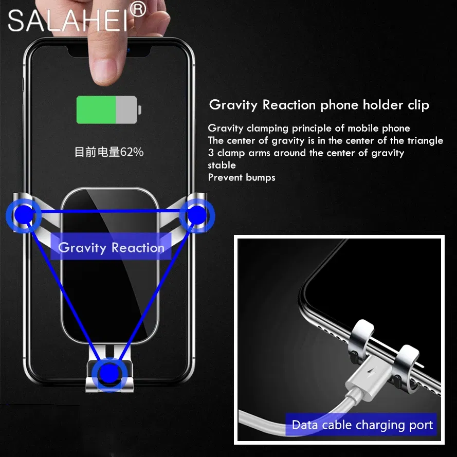 Color Name: Blue - Car Mobile Phone Holder For Porsche Macan Air Vent Mount Smartphone Stand Cellphone Stable Cradle Auto Navigation Accessories