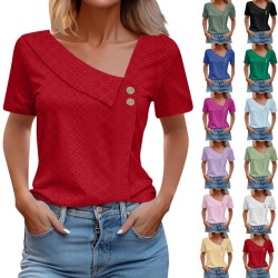 Women's V-neck Short Sleeved T-shirt For Summer