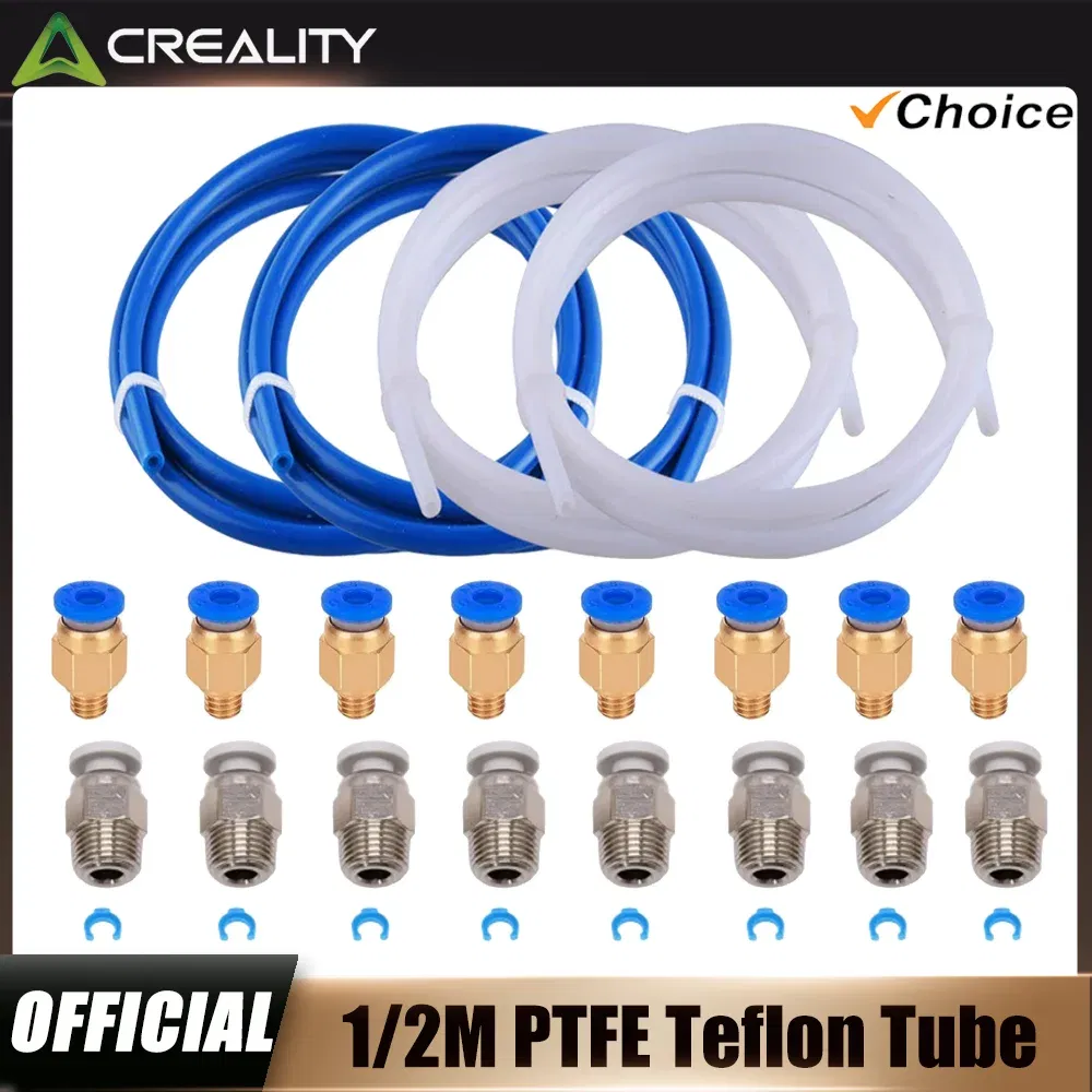 Color: black - Creality 1M 2M 3D Printer PTFE Tube Bowden Tubing Upgrades with 8x PC4-M6/PC4-M10 3D Printer Bowden Tube for 1.75mm Filament