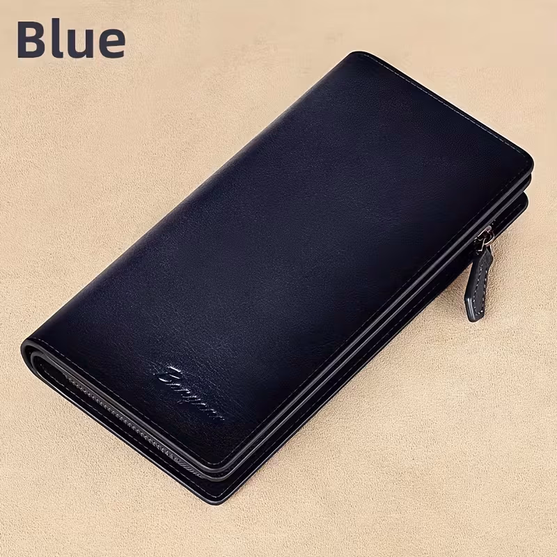 BANYANU Genuine Leather Men'S Wallet New Long Multi-Card Slot First Layer Cowhide